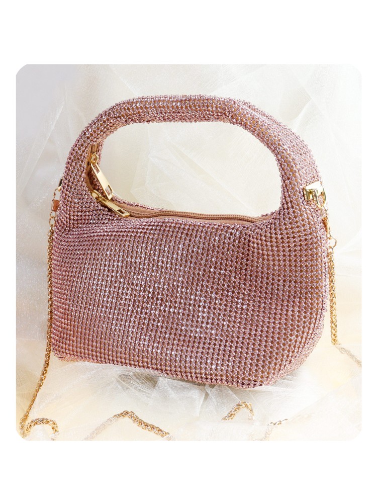 Borsetta Da Cerimonia Con Strass - Champagne