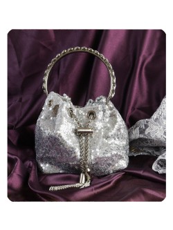 Borsetta Da Cerimonia Con Manico Rigido E Paillettes