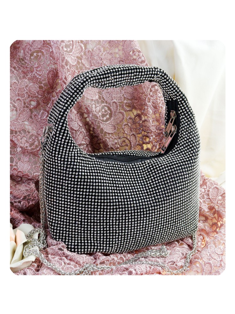 Borsetta Da Cerimonia Con Strass - Nero