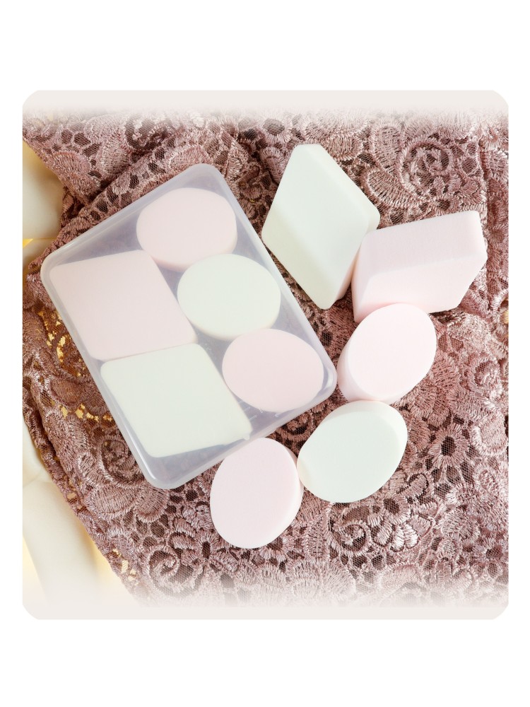 Set Spugnette Per Makeup Rosa e Bianche